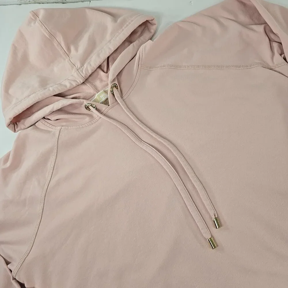 MICHAEL KORS LIGHT PINK PULLOVER HOODIE WITH A GOLD-TONE LOGO WOMENS SIZE XL EUC - Picture 3 of 16